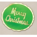 Green/Gold Merry Christmas Round Seal (2 1/4" Diameter)